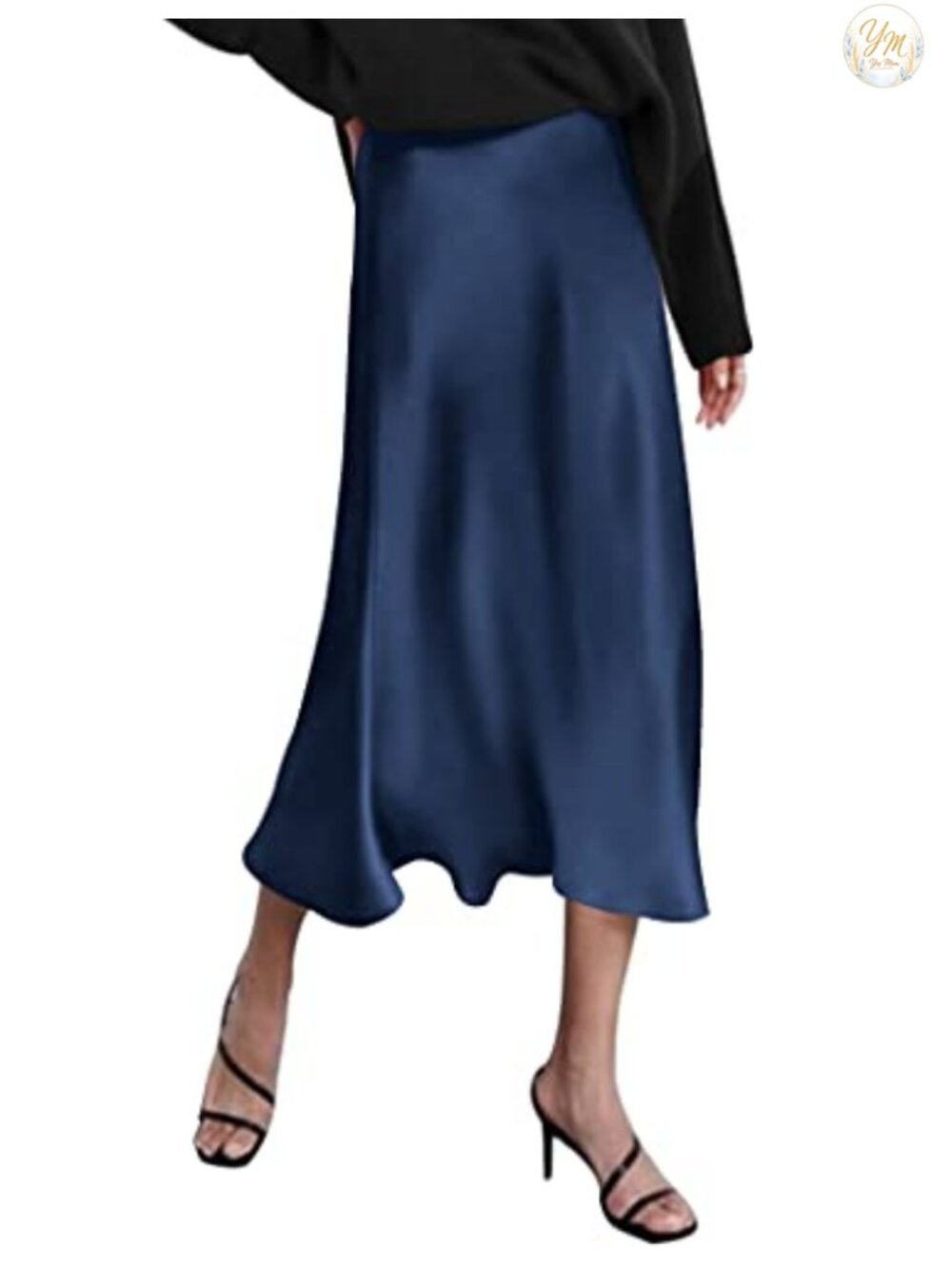 High Waist Satin Midi Skirt Slim Fit Elegant Party Formal Skirt